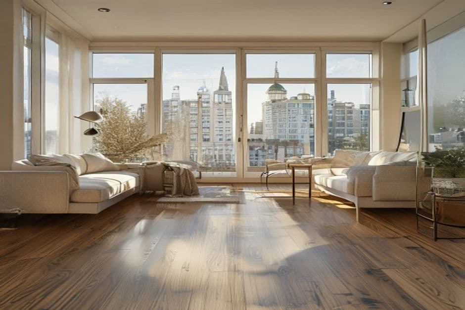 Светлая гостиная в московской квартире после профессиональной уборки.