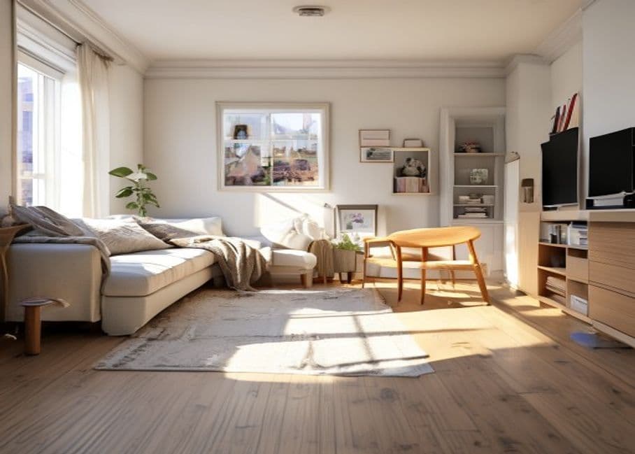 Жилая комната после поддерживающей уборки.